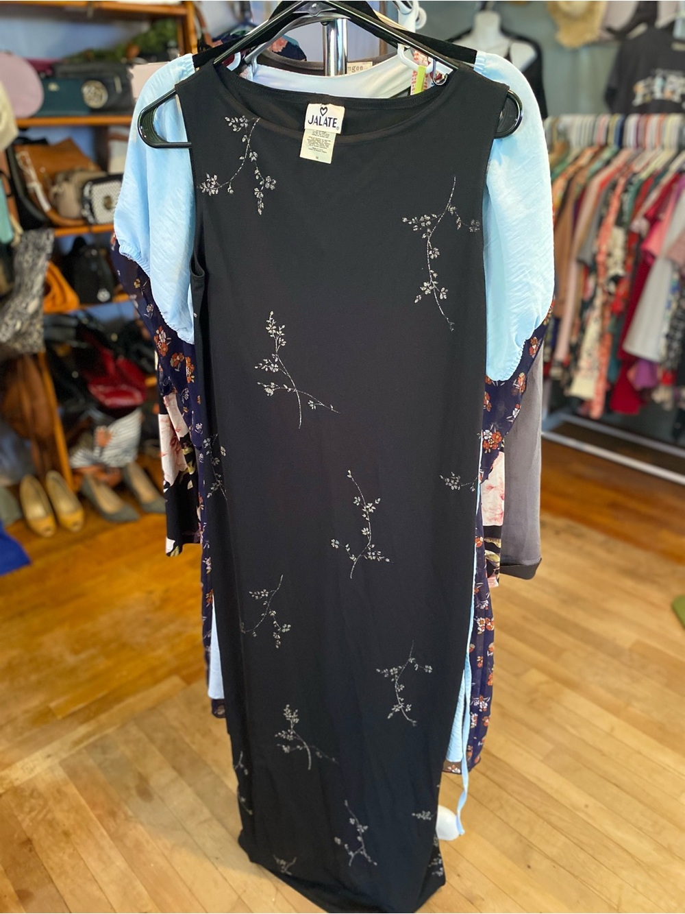 Jalate Black Floral Maxi Dress